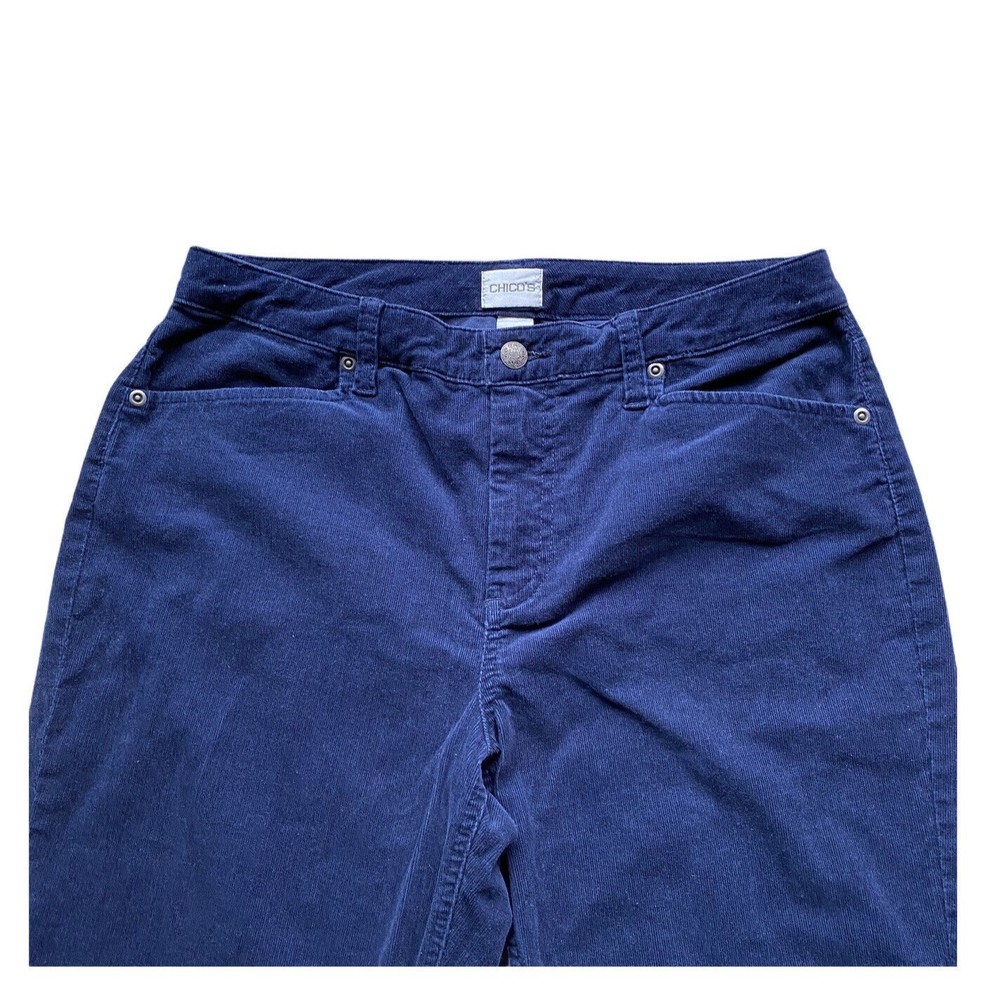 (2) Chicos Womens Corduroy Pants Size 1.5 Regular Straight Trousers Berry & Blue - Picture 11 of 12